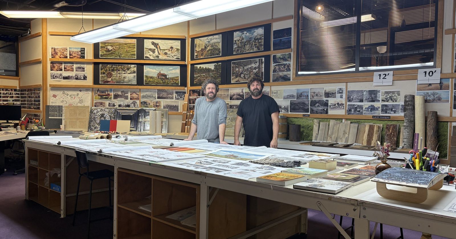 Jonah Markowitz and Jose A. Carrasco Lama in the art department